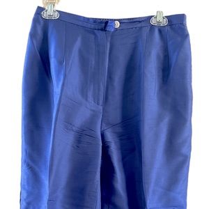 Vintage Harve Benard Women’s silk cropped pant color blue lined elastic back 10P